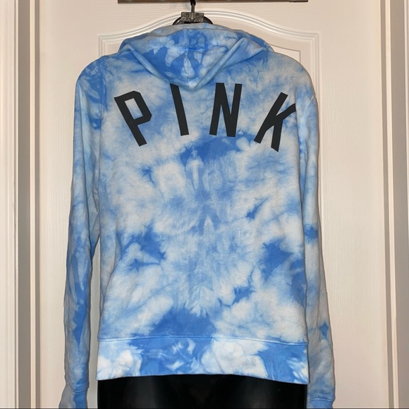 PINK blue and white Tie Dye Hoodie - Picture 2 of 14